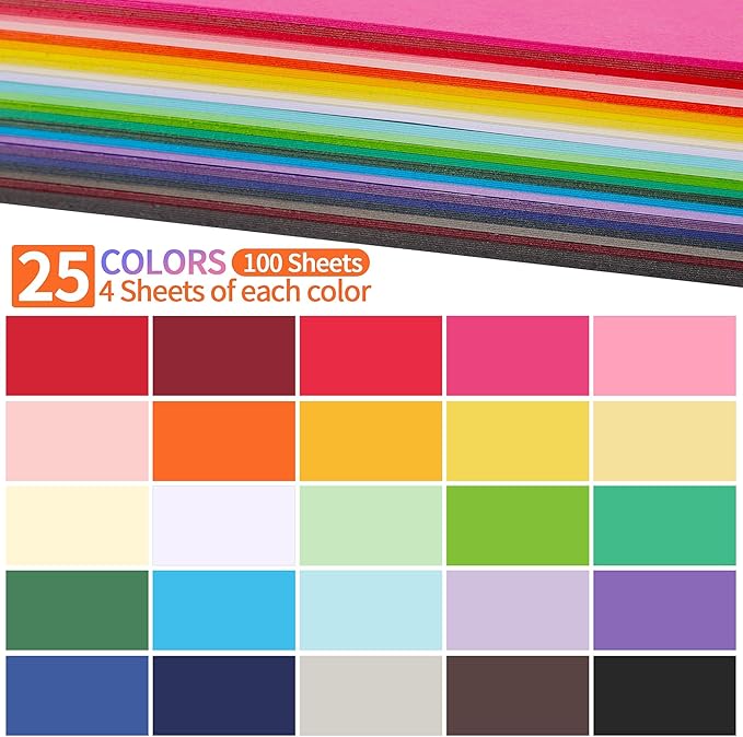 100 Sheets Colored Cardstock 25 Colors - Image 4