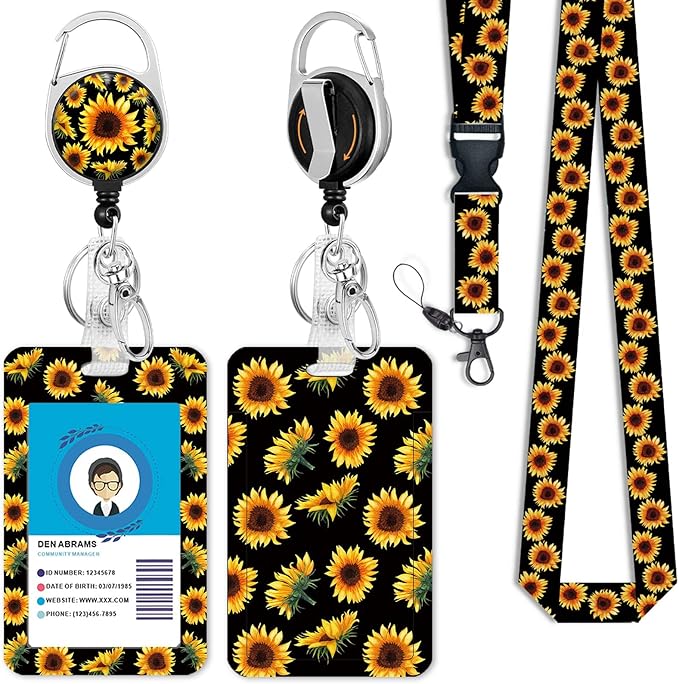 Cute Sunflower Badge Reel Retractable Heavy Duty by Giancomics