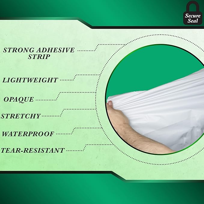 100 Pack Secure Seal White Poly Mailers - Image 4