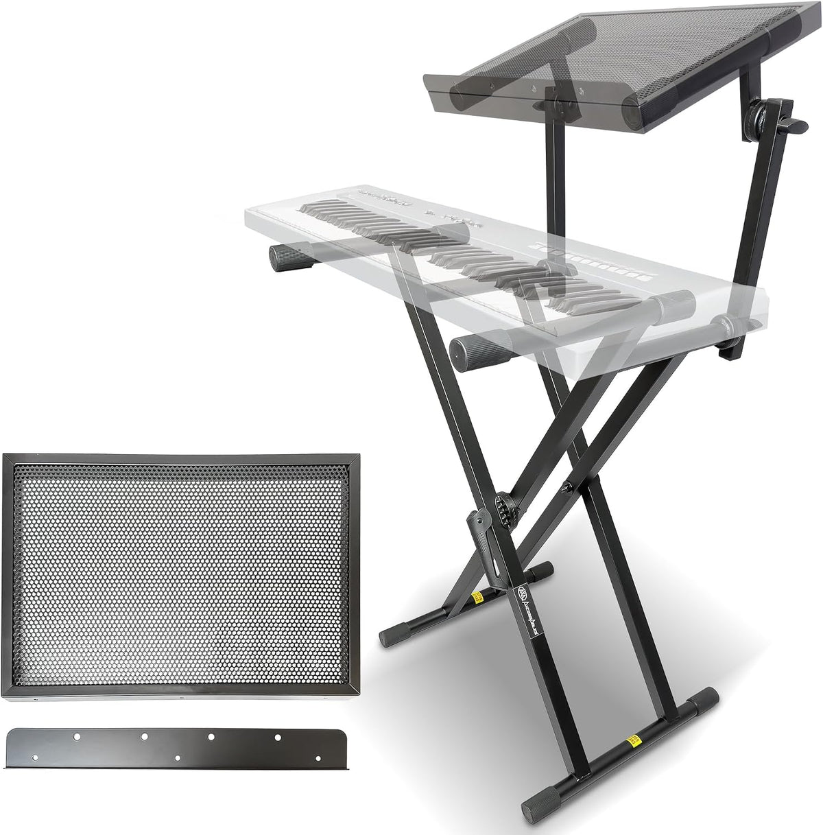 AxcessAbles Dual Piano Keyboard Stand with 2nd Tier – X Style Adjustable and ...