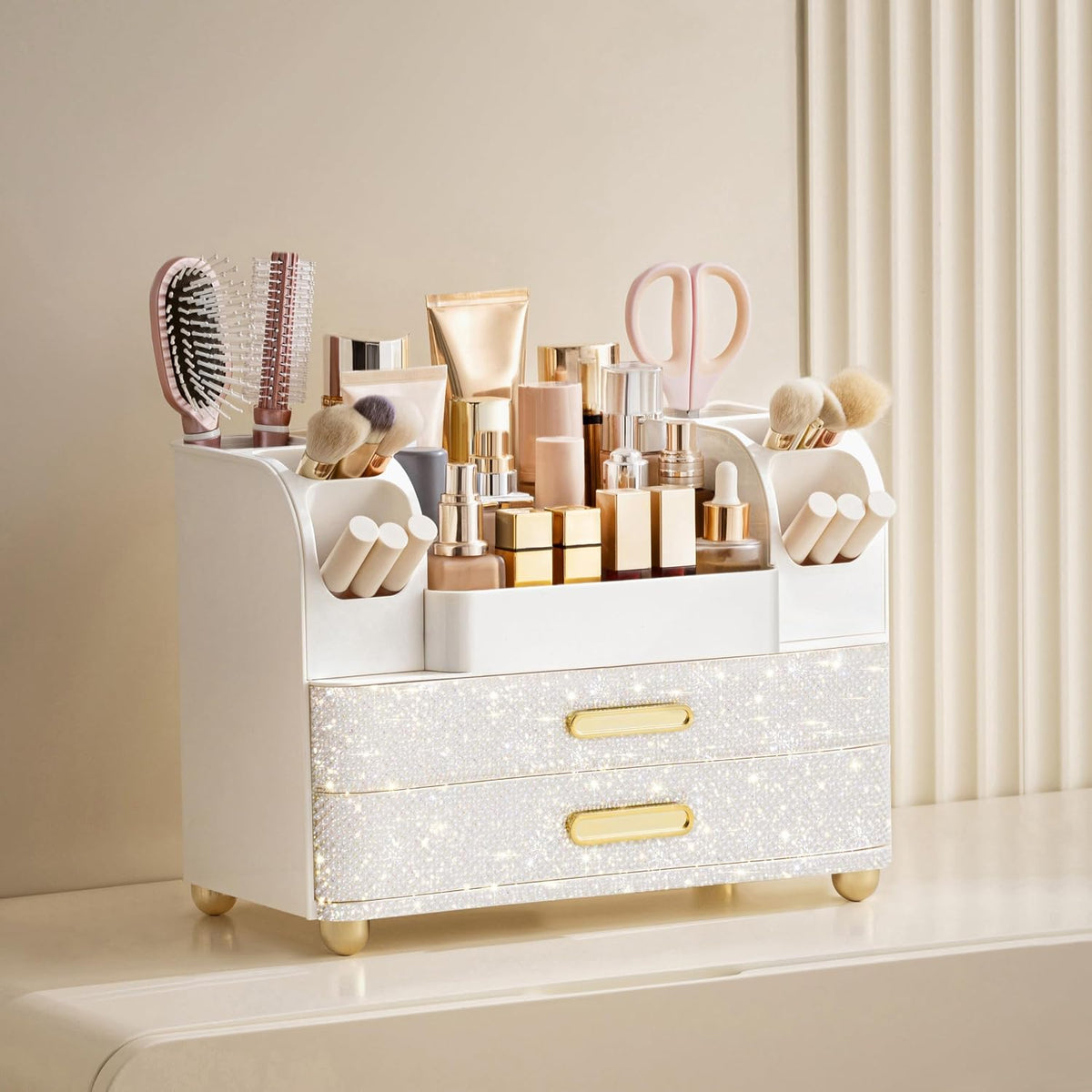 HBlife Makeup Organizer for Vanity with Brush Holder, Large Bathroom Countert...