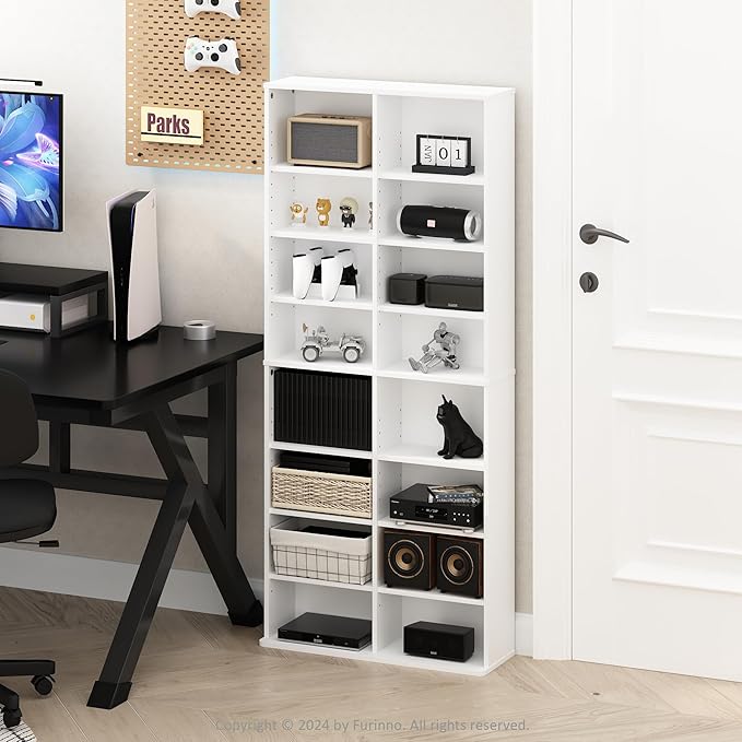 Furinno Jaya DVD Shelf, 16-Shelf Wide CD Rack, Media Shelf - Image 2