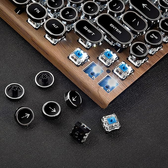 Adventurers Typewriter-Style Retro Mechanical Keyboard LED Backlight 83 Keys - Image 6