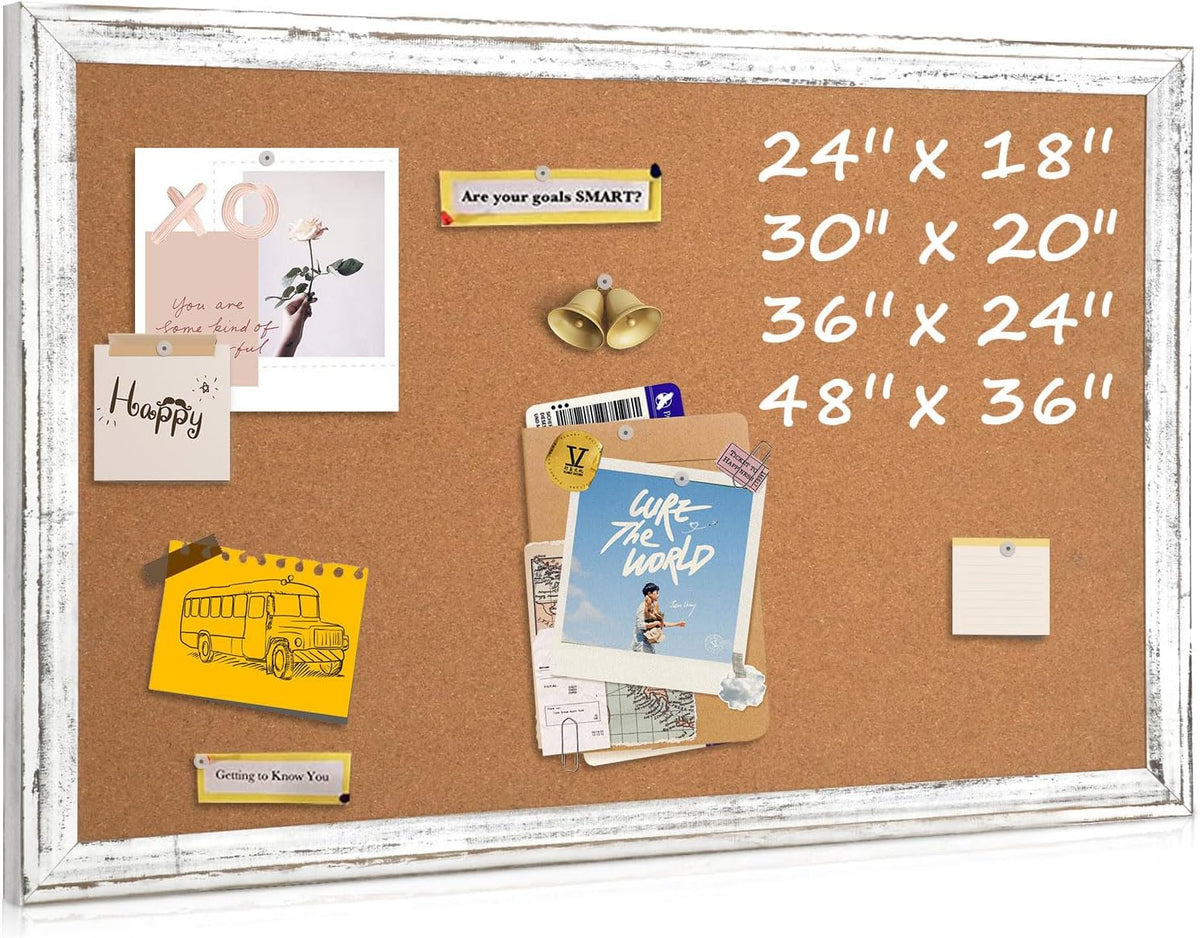 Cork Board Bulletin Board, 24"x18" Corkboard for Wall