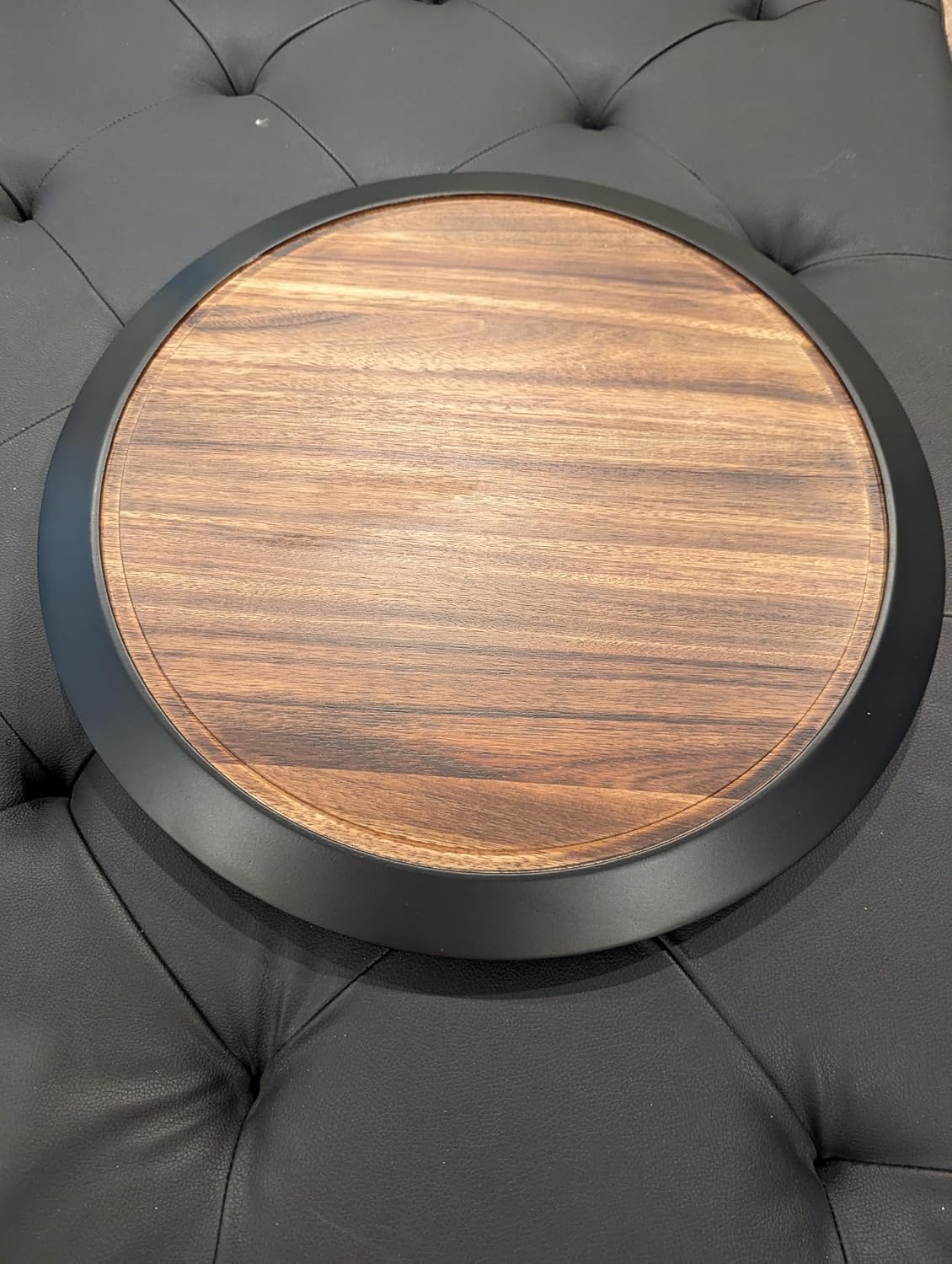 18" Large Lazy Susan Acacia Solid Wood with Chalkboard Edge for Labeling...