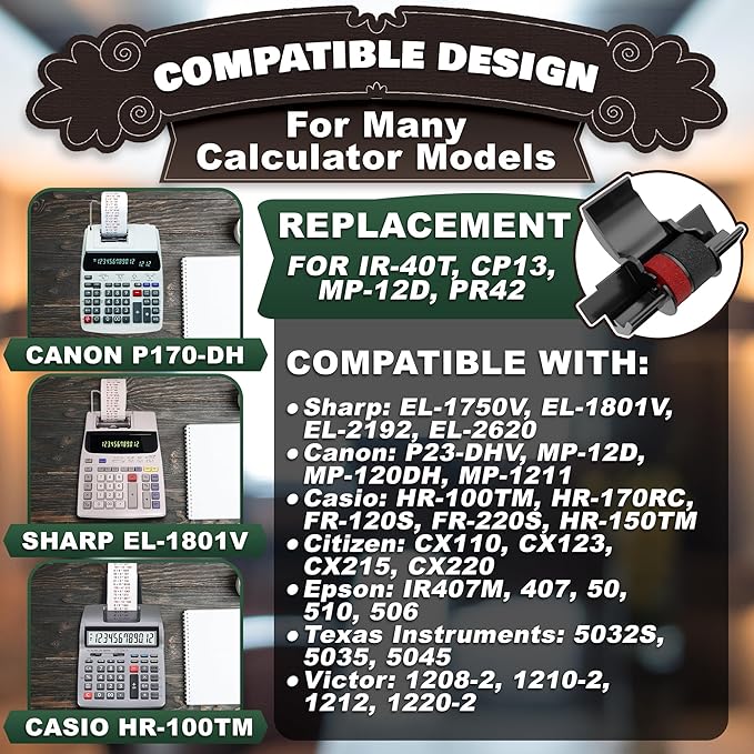 Calculator Ink Roller Black/Red Pack of 10 - Image 6
