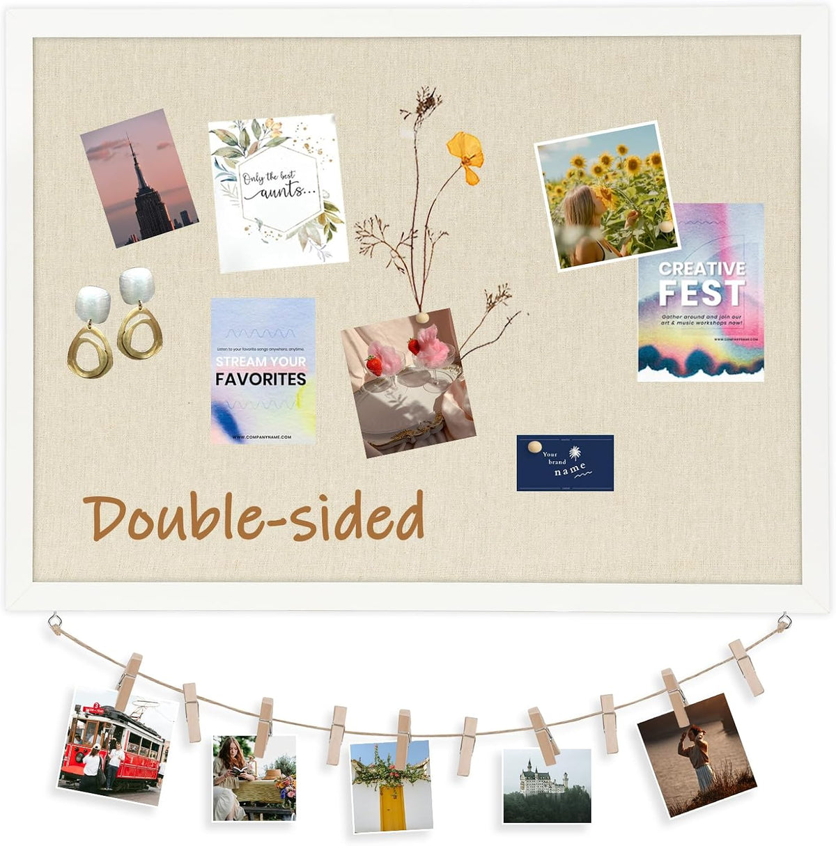 DOLLAR BOSS Double-Sided Bulletin Boards with Linen, 36"x24" Cork B...