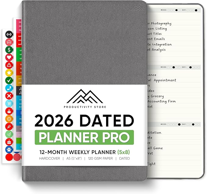 Dated, 2026 Planner, 5.8” x 8.3” by PRODUCTIVITYSTORE