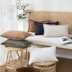 Foindtower Set of 2 Decorative Linen Fringe Lumbar Throw Pillow Covers Boho - Image 6