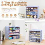desk organizer with 9 drawers, 4 tier plastic, package contents