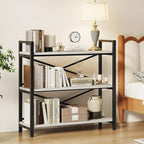 Homeiju 3 Tier Bookshelf 31.49" Width, Wood and Metal Etagere Bookcase - Image 4