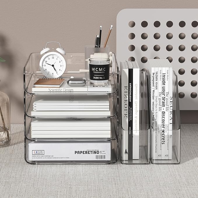 FANXIYQ 4-Tier Brown Acrylic Paper Tray Organizer - Image 4