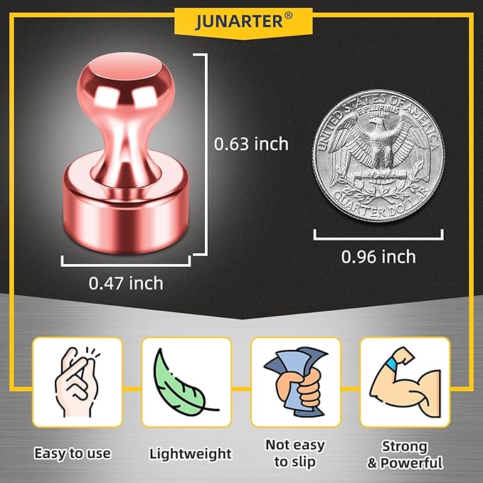 Junarter 20 Pack Magnetic Push Pins, Rose Gold Strong Fridge Magnets, - Image 2