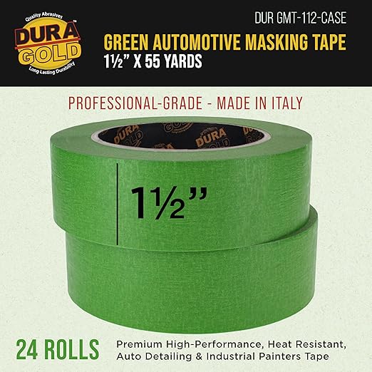 Dura-Gold Green Automotive Masking Tape 1-1/2 Inch, Case of 24 Rolls - Image 2