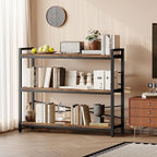 3 Tier Bookshelf 39.37" Width, Dorm Desk Hutch, Desk Shelf, Long Industrial - Image 2