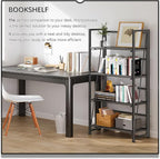 4NM No Assembly Folding Bookshelf Storage Shelves 4 Tiers Vintage Bookcase - Image 3