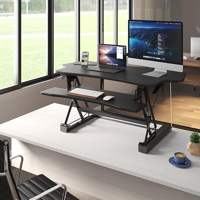 Mount-It! Standing Desk Converter, Height Adjustable from 6"–19.25", Extra - Image 3