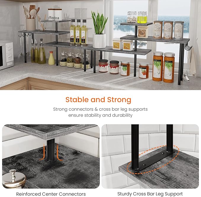 Homode Kitchen Countertop Organizer, 3 Tier Corner Shelf Bathroom Counter - Image 5