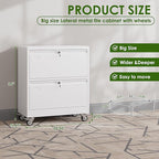 METAN Upgrade 2 Drawers Lateral File Cabinet on Wheels, Steel Office Filing - Image 2