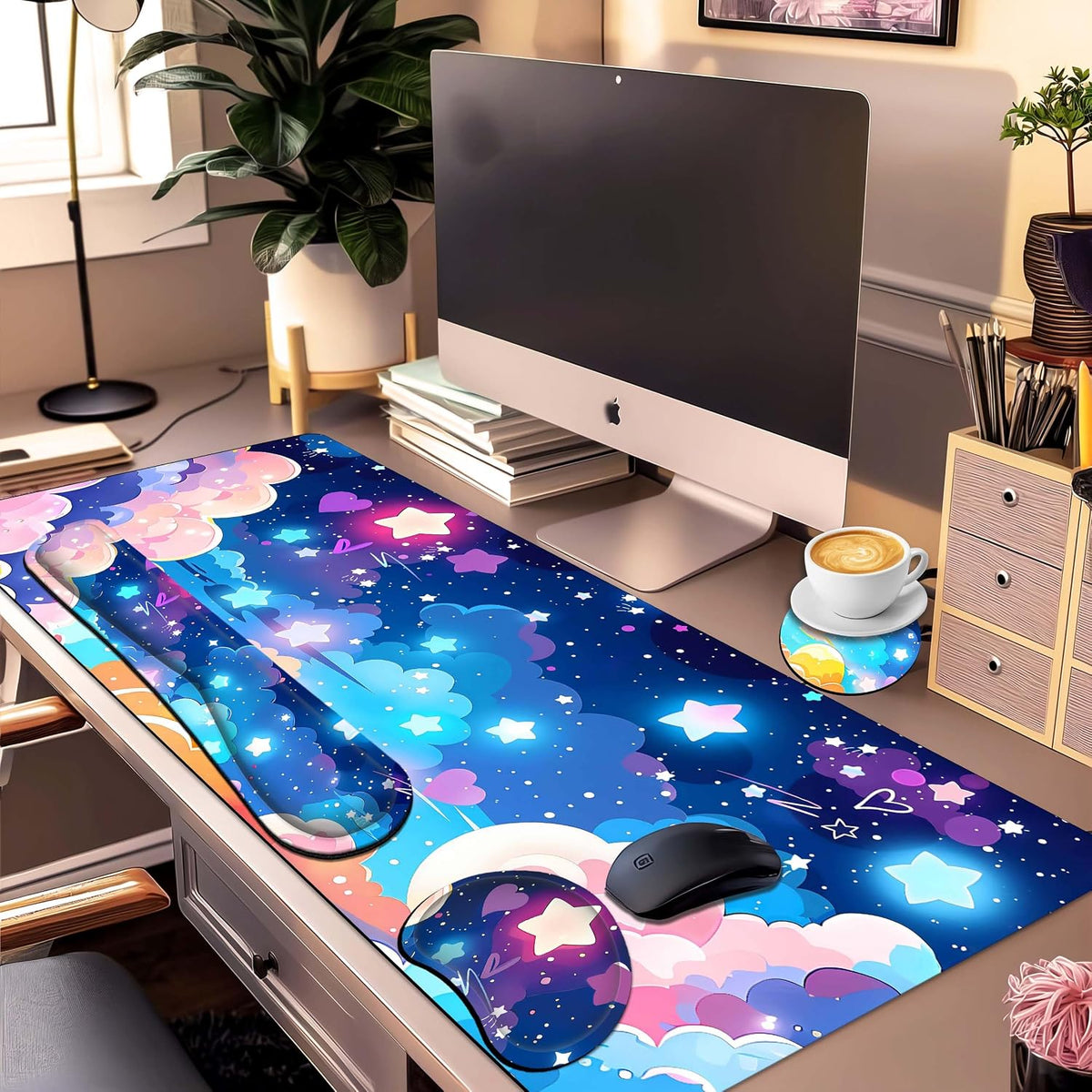 Large Mouse Pad Set 35.4 x 15.7 with Keyboard Wrist Rest, Wrist Support, and ...