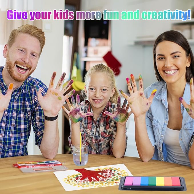 CraftyManor 7 Rainbow Colors Washable Stamp Pad Finger Paint, Latex Foam - Image 5