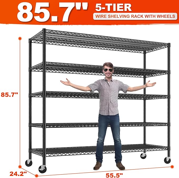 REIBII 85.7"H Garage Shelving 2998LBS Storage Shelves - Image 3