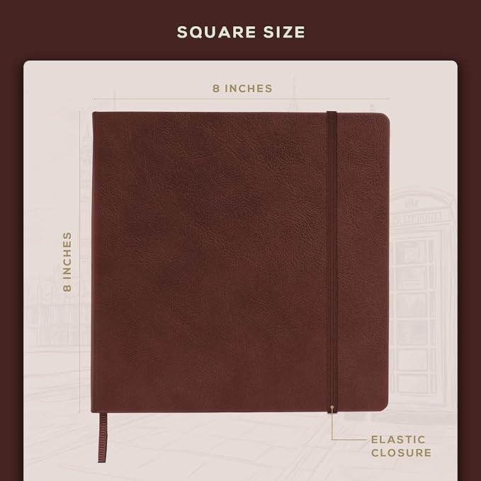 Beechmore Books Square Sketchbook – 8x8 Premium Vegan Leather Bound Large - Image 3
