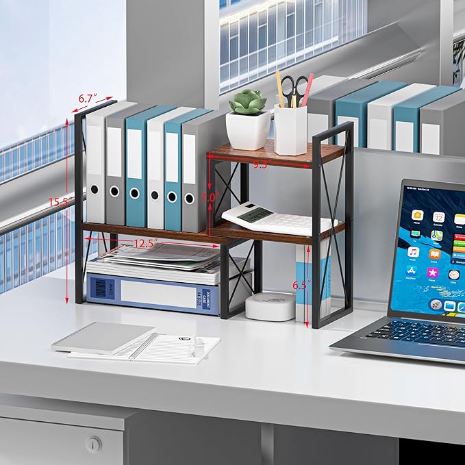 Yelinkws Desktop Shelf Organizer, Small Bookshelf - Image 2
