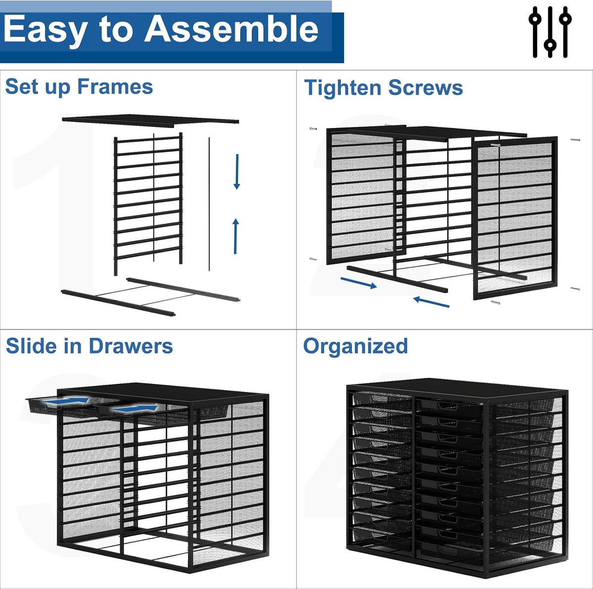 Natwind Mesh Desk Organizer with 20 Compartments Sliding Drawers,Black