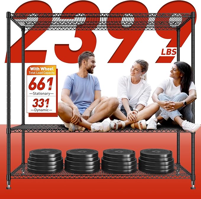 REIBII 60''W Storage Shelves 2399LBS Wire Shelving - Image 4