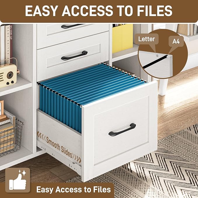 Vabches File Cabinet with 3 Drawers, Farmhouse Lateral File Cabinet Fits Files - Image 4