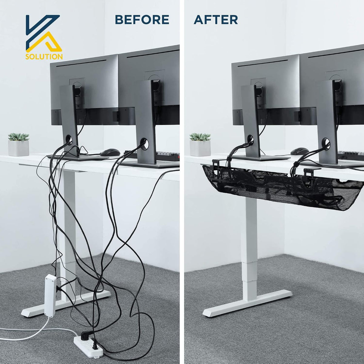 Under Desk Mesh Cable Management – 36 inch Cable Manager Tray for Cord Power ...
