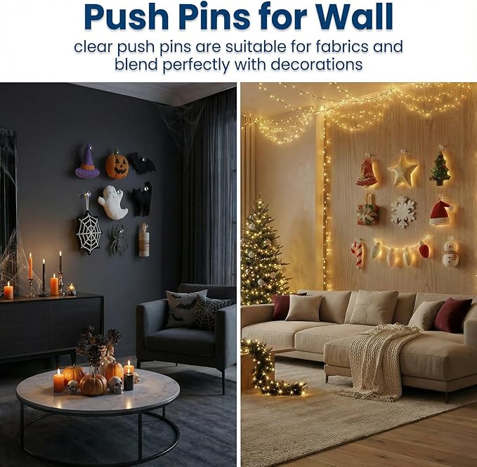 Push Pins 200Pcs Thumb Tacks: Clear Push Pin - Image 6