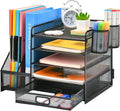 Marbrasse Desk Organizer with File Holder, 5-Tier Paper Letter Tray Organizer by Marbrasse