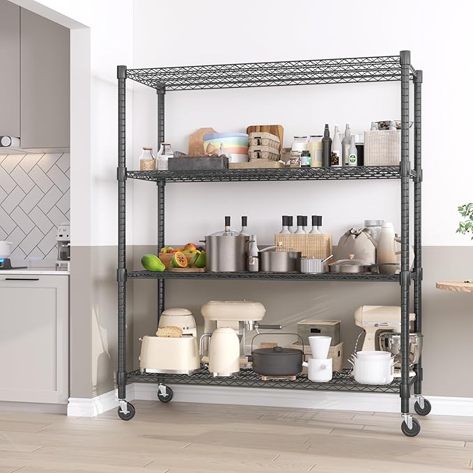 Homdox 60”W Storage Shelves, 4 Tier Heavy Duty Wire Shelving Unit - Image 2