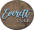 Custom Round Nusery Name Sign, Personalized 3D Baby Name Announcement Sign by Obsidian+Home+Creations