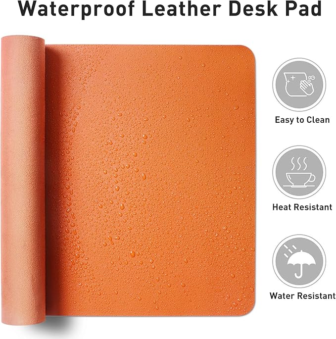 Aothia Leather Desk Pad Protector, Mouse Pad, Office Desk Mat, Non-Slip PU - Image 7