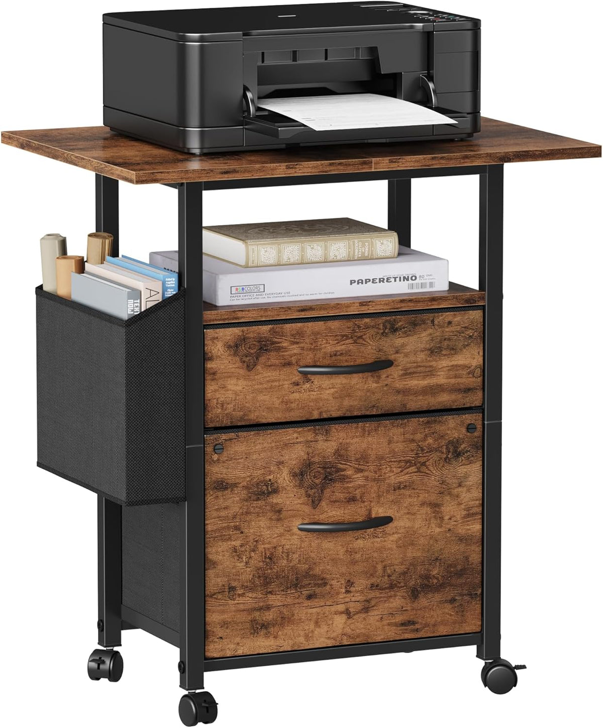 GYIIYUO 2 Drawer File Cabinet 24''W, Mobile Filing Cabinet, Printer S...