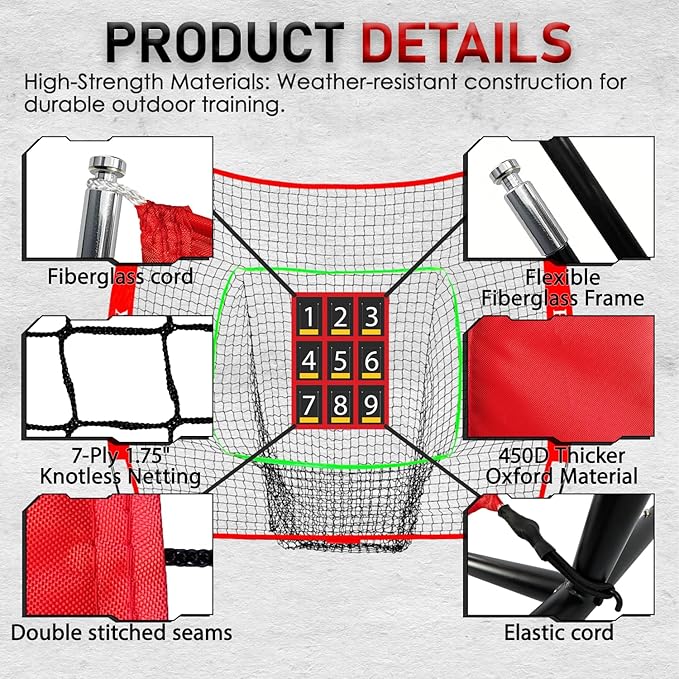 7x7ft Baseball & Softball Practice Net - Image 3