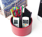 Hennaja Round Leather Art Supply Organizer, Remote Control Holder, 360 Degree - Image 6