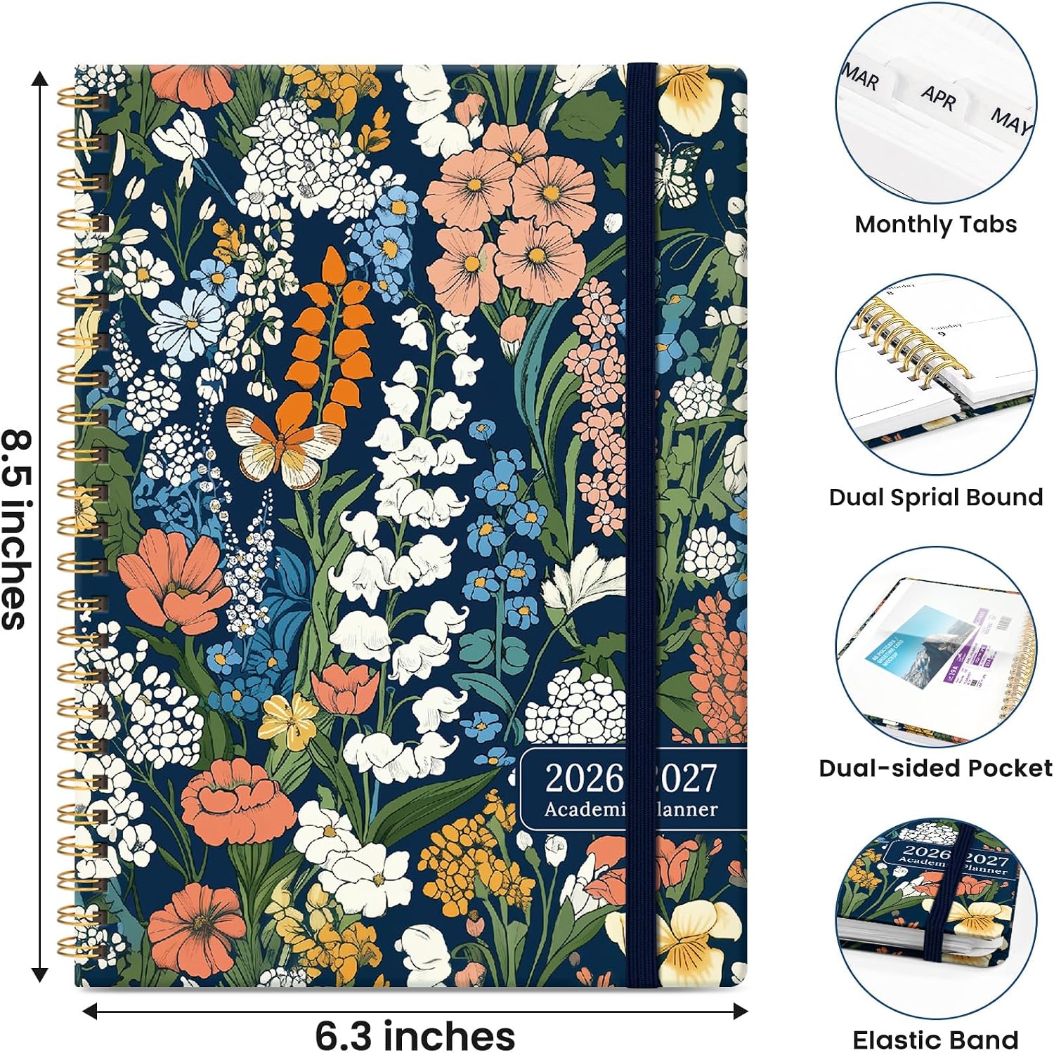 ZOTIA Planner 2026-2027 Weekly & Monthly Calendar Planner Jul 2026-Jun 2027 | Teacher and Student Calendar Agenda Book with Tabs, 6.3" x 8.5", Ideal for School and Office, Floral Planner, Plant