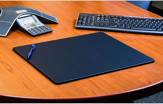 Dacasso 17" x 14" Navy Blue Leatherette Luxury Conference Table Pad - Image 2