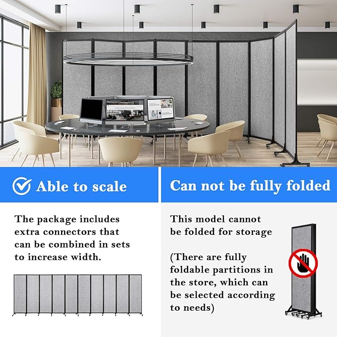 Upgrade Version Room Partition and Divider, Freestanding Rolling Dividers - Image 3