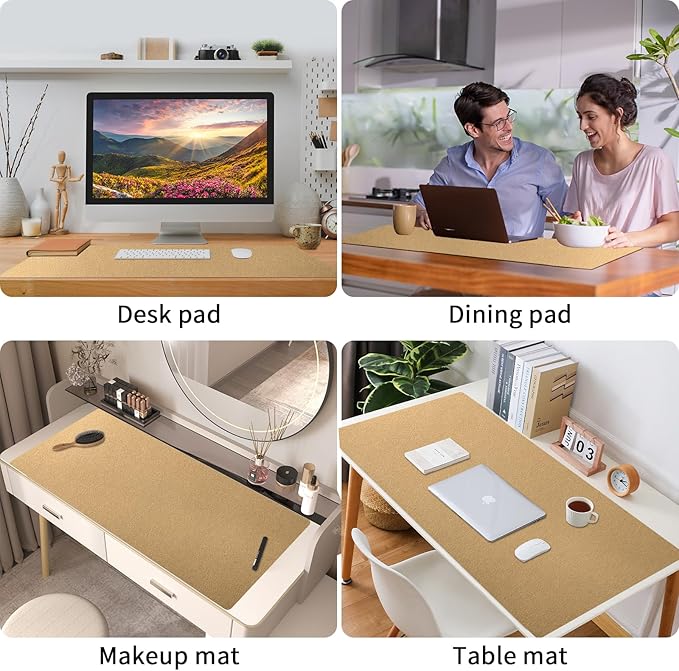 Bloss Gold Leather Desk Mat 35.4" x 15.7", Large Keyboard Pad - Image 6