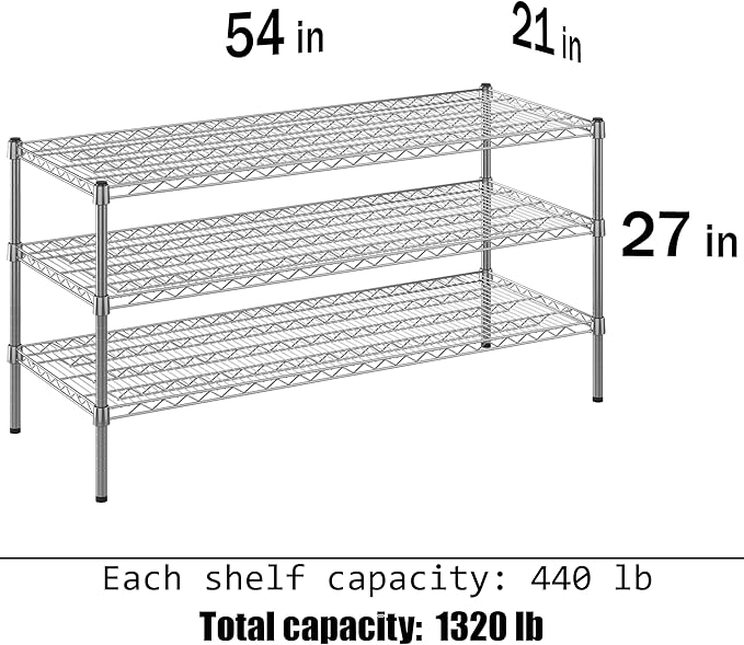 Regal Altair 21" Deep x 54" Wide x 27" Height Wire Shelving Kit | 3-Tier | NSF - Image 3