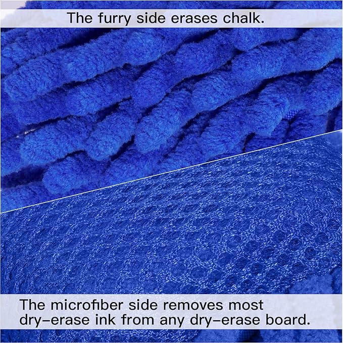 SITHON 4 Pieces Magnetic Microfiber Shag Whiteboard Eraser, Washable Microfiber - Image 3
