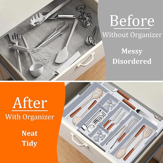 Spaclear Large Utensil Drawer Organizer Expandable Silverware Organizer - Image 3