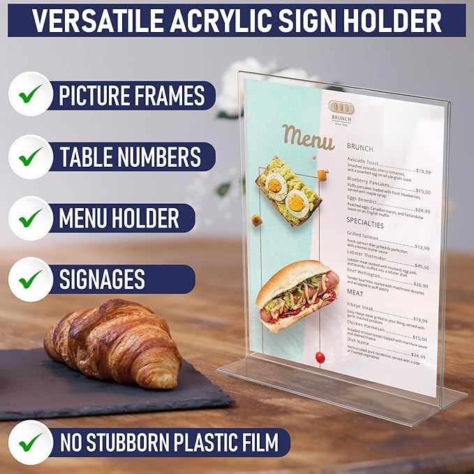 Acrylic Sign Holder 8.5 x 11, T-Shape Tabletop Display Stand, Double-Sided - Image 6