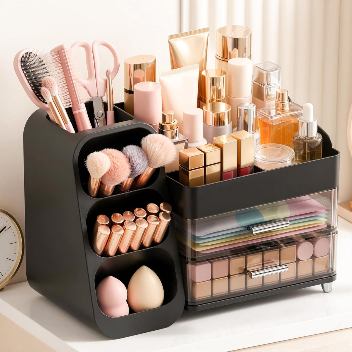 Large Capacity Makeup Organizer Countertop with Makeup Brush Holder for Vanit...