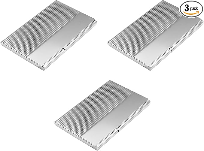 Stephanie Imports Set of 3 Slim & Minimalist Metal Business Card Holder Unisex by Stephanie+Imports